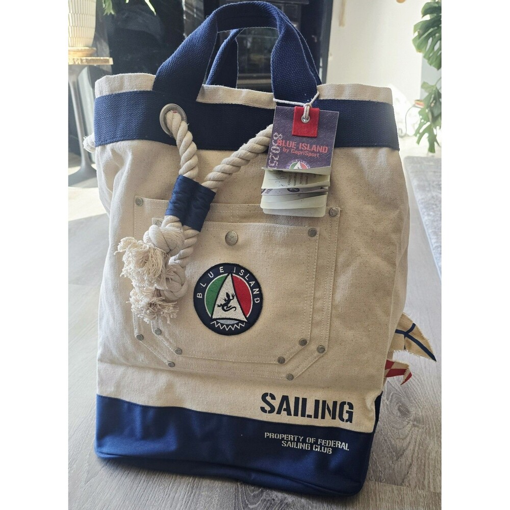 Blue Island Capri Sport Heavy Quality Canvas Bag Tote NWT Nautical Beach Sailing